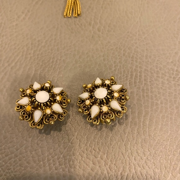 FLORENZA Tassel Brooch Pin Earrings Set Victorian Revival - Picture 4 of 6